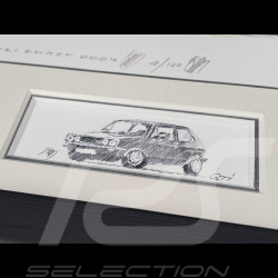 Volkswagen Rahmen Golf GTI Schwarze Schwarzer Holzrahmen mit Skizze 25 x 30 cm - Uli Ehret