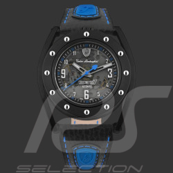 Montre Lamborghini Automatique Tonino Cuscinetto R Cuir Noir / Bleu TLF-T02-4