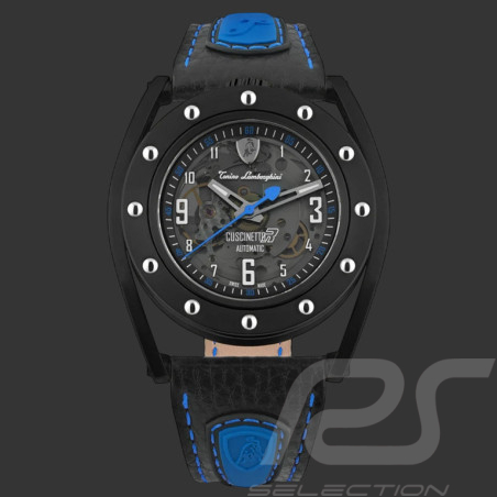 Montre Lamborghini Automatique Tonino Cuscinetto R Cuir Noir / Bleu TLF-T02-4
