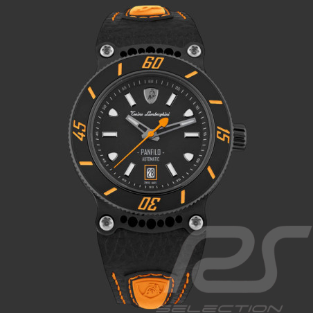 Lamborghini Automatic Watch Panfilo Tonino Leather Black / Orange TLF-T03-3