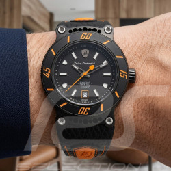Lamborghini Automatic Watch Panfilo Tonino Leather Black / Orange TLF-T03-3