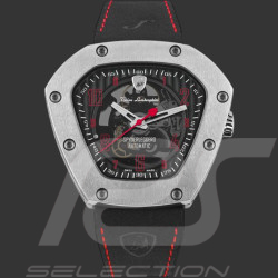 Lamborghini Automatikuhr Spyderleggero Tonino Leather Schwarz / Rot TLF-T06-2