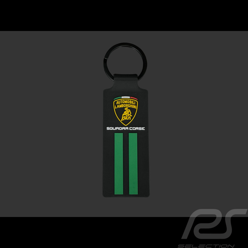 Lamborghini Schlüsselanhänger Squadra Corse 3D-Logo Schwarz / Grün LB18K