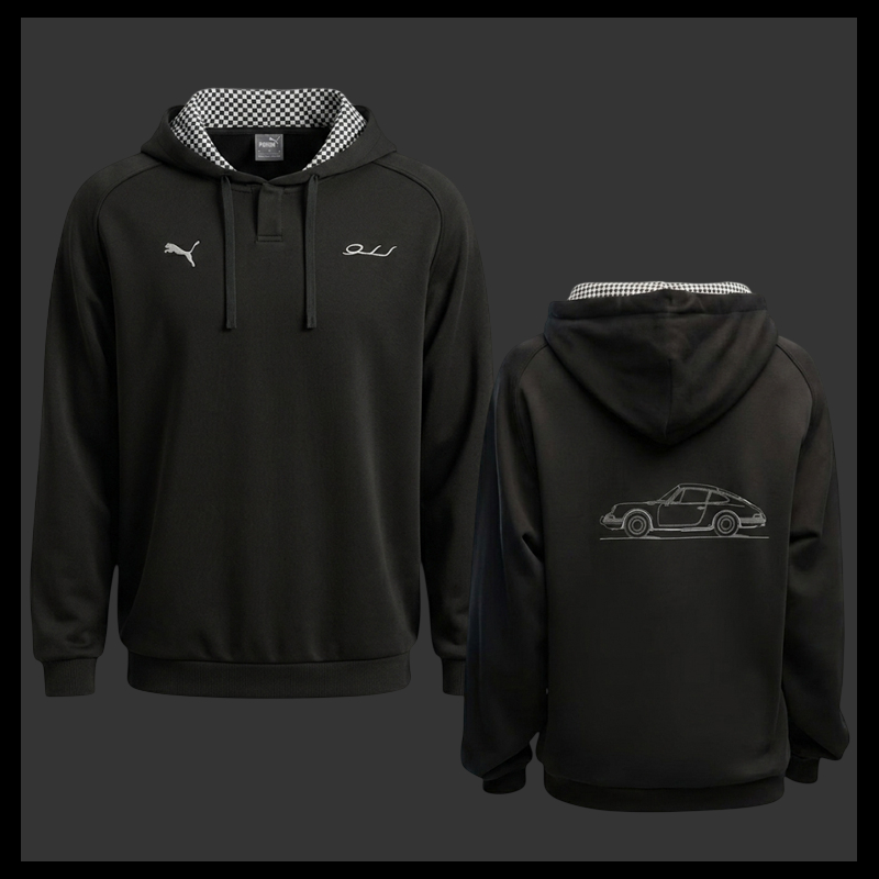 Porsche 911 Hoodie Legacy Puma Pepita Black 637103-01 - Unisex