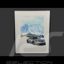 Cadre Porsche 911 GT3 RS Type 992 2024 Pack Weissach Cadre en Bois Noir avec esquisse 40 x 50 cm - Uli Ehret