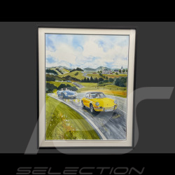 Cadre Porsche 911 Targa Jaune / Porsche 550 Spyder Cadre en Bois Noir 40 x 50 cm - Uli Ehret