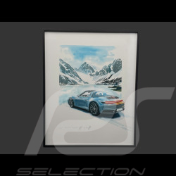 Porsche Frame 911 Targa 2025 Black Wooden Frame with Sketch 40 x 50 cm - Uli Ehret