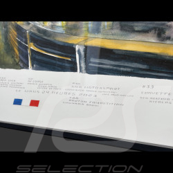 24h Le Mans Rahmen 2023 Die Mulsanne-Kurve Schwarzer Holzrahmen mit Skizze 40 x 50 cm - Uli Ehret
