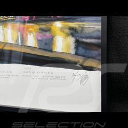 24h Le Mans Frame 2023 The Mulsanne Curve Black Wooden Frame with Sketch 40 x 50 cm - Uli Ehret