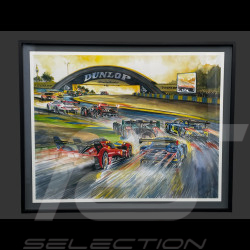 Cadre 24h Le Mans 2025 Le Jour se Lève Cadre en Bois Noir avec esquisse 40 x 50 cm - Uli Ehret