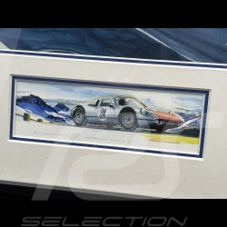 Cadre Porsche 904 / Alpine M64 / Ferrari 250LM 12h Reims 1964 Cadre en Bois Noir avec esquisse 40 x 50 cm - Uli Ehret
