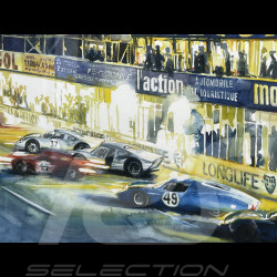 Porsche Frame 904 / Alpine M64 / Ferrari 250LM 12h Reims 1964 Black Wooden Frame with Sketch 40 x 50 cm - Uli Ehret