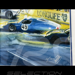 Porsche Frame 904 / Alpine M64 / Ferrari 250LM 12h Reims 1964 Black Wooden Frame with Sketch 40 x 50 cm - Uli Ehret