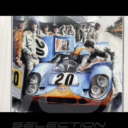 Cadre Steve McQueen Porsche 917K n° 20 24h Le Mans 1970 Cadre en Bois Noir avec esquisse 40 x 50 cm - Uli Ehret