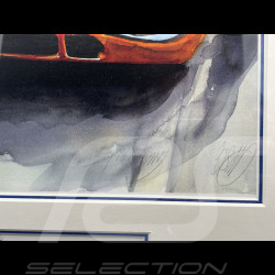 Steve McQueen Frame Porsche 917K n° 20 24h Le Mans 1970 Black Wooden Frame with Sketch 40 x 50 cm - Uli Ehret