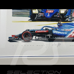 Cadre Alpine A110 / A521 F1 / A480 LMP1 n° 36 / A424 n° 36 Cadre en Bois Noir avec esquisse 40 x 50 cm - Uli Ehret