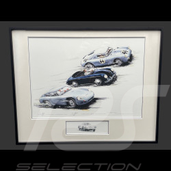 Cadre Porsche 356 Abarth Carrera GTL / 356 Speedster / 550 A Coupe Cadre en Bois Noir avec esquisse 40 x 50 cm - Uli Ehret