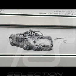 Cadre Porsche RS61 n° 126 Stirling Moss Targa Florio 1961 Cadre en Bois Noir avec esquisse 40 x 50 cm - Uli Ehret