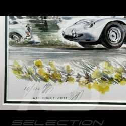 Cadre Porsche RS61 n° 126 Stirling Moss Targa Florio 1961 Cadre en Bois Noir avec esquisse 40 x 50 cm - Uli Ehret