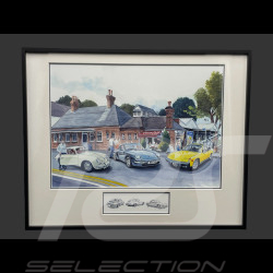 Cadre Porsche 356 / 911 Type 993 / 914 Cadre en Bois Noir avec esquisse 40 x 50 cm - Uli Ehret