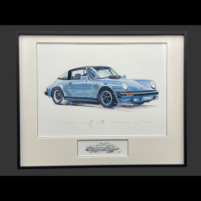 Porsche Frame 911 Targa SC Blue Black Aluminium Frame with Sketch