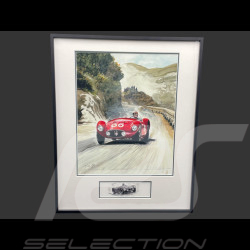 Cadre Maserati A6 GCS n° 66 Juan Manuel Fangio Targa Florio 1953 Cadre en Bois Noir avec esquisse 40 x 50 cm - Uli Ehret