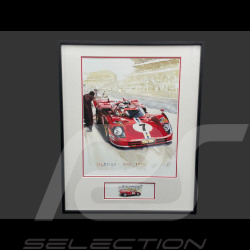 Ferrari Frame 512 S n° 7 24h Le Mans 1970 Black Wooden Frame with Sketch 40 x 50 cm - Uli Ehret