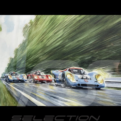 Cadre Steve McQueen Porsche 917 KH n° 21 24h Le Mans 1970 Cadre en Bois Noir avec esquisse 40 x 50 cm - Uli Ehret