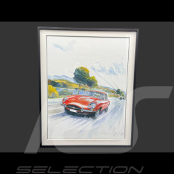 Cadre Jaguar E-Type Rouge Cadre en Bois Noir 40 x 50 cm - Uli Ehret