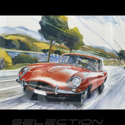 Jaguar Rahmen E-Type Rot Schwarzer Holzrahmen 40 x 50 cm - Uli Ehret