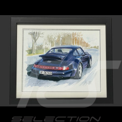 Porsche Frame 911 Type 964 30th Anniversary Edition 911 Black Wooden Frame with Sketch 25 x 30 cm - Uli Ehret