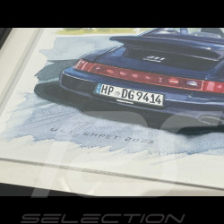Porsche Frame 911 Type 964 30th Anniversary Edition 911 Black Wooden Frame with Sketch 25 x 30 cm - Uli Ehret