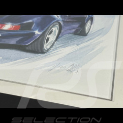 Cadre Porsche 911 Type 964 Edition Anniversaire 30 Ans 911 Cadre en Bois Noir avec esquisse 25 x 30 cm - Uli Ehret