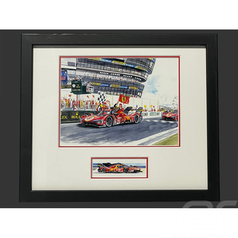 Cadre Ferrari 499P N° 51 2023 Cadre en Bois Noir avec esquisse 25 x 30 cm - Uli Ehret