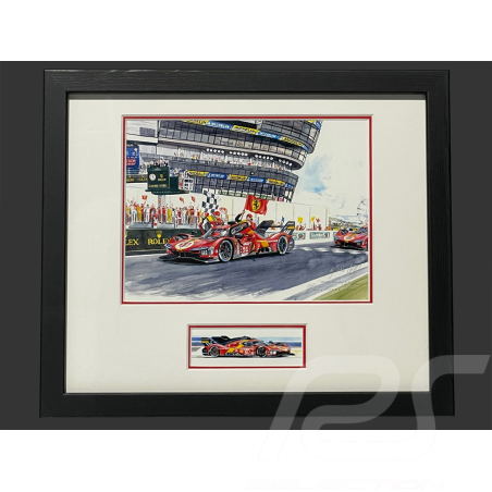 Ferrari Frame 499P N° 51 2023 Black Wooden Frame with Sketch 25 x 30 cm - Uli Ehret