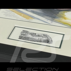 Cadre Porsche 917/20 Cochon Rose n° 23 24H Le Mans 1971 Cadre en Bois Noir avec esquisse 25 x 30 cm - Uli Ehret