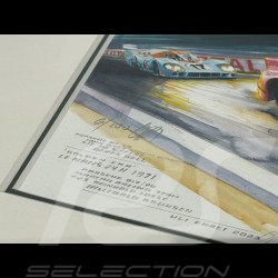 Porsche Frame 917/20 Pink Pig n° 23 24H Le Mans 1971 Black Wooden Frame with Sketch 25 x 30 cm - Uli Ehret