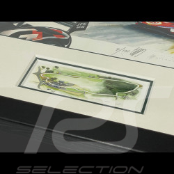 Cadre Porsche 963 Penske n° 5 / Ferrari 499P n° 50 24H Le Mans 2023 Cadre en Bois Noir avec esquisse 25 x 30 cm - Uli Ehret