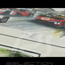 Porsche Frame 963 Penske n° 5 / Ferrari 499P n° 50 24H Le Mans 2023 Black Wooden Frame with Sketch 25 x 30 cm - Uli Ehret