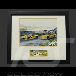 Chevrolet Rahmen Corvette C7 Z06 / Corvette C5 Schwarzer Holzrahmen mit Skizze 25 x 30 cm - Uli Ehret