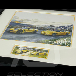 Cadre Chevrolet Corvette C7 Z06 / Corvette C5 Cadre en Bois Noir avec esquisse 25 x 30 cm - Uli Ehret