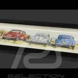 Cadre Trio Volkswagen Coccinelle Les Choses Simples Cadre en Bois Noir 38 x 15 cm - Uli Ehret