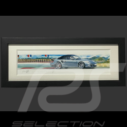 Porsche Rahmen 911 Turbo Cabriolet Typ 997 Schwarzer Holzrahmen 38 x 15 cm - Uli Ehret