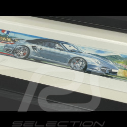 Porsche Frame 911 Turbo Cabriolet Type 997 Black Wooden Frame 38 x 15 cm - Uli Ehret