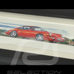 Porsche Frame 911 Type 964 1988 Mannheim Black Wooden Frame 38 x 15 cm - Uli Ehret