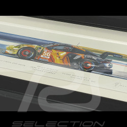 Porsche Rahmen 911 RSR GTE AM Typ 991 n° 56 24H Le Mans 2019 Schwarzer Holzrahmen 38 x 15 cm - Uli Ehret
