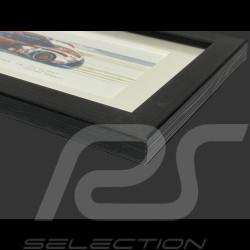 Porsche Rahmen 963 n° 75 24h Le Mans 2023 Schwarzer Holzrahmen 38 x 15 cm - Uli Ehret