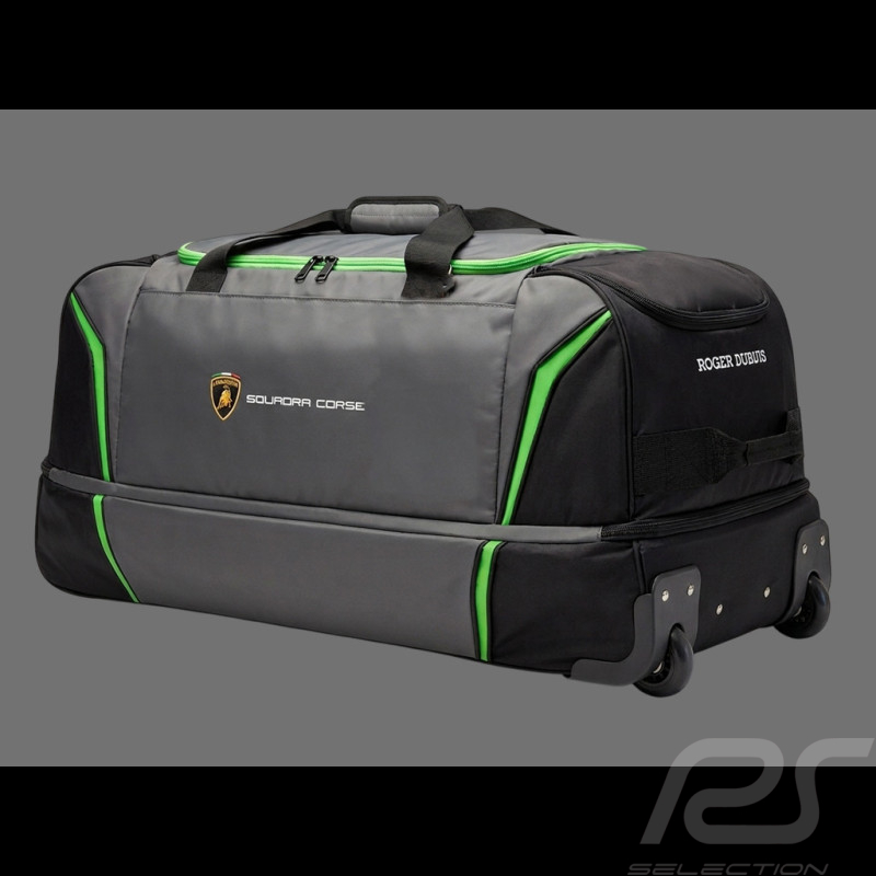 Lamborghini Trolley Squadra Corse Travel Bag Black / Grey / Green LC322104