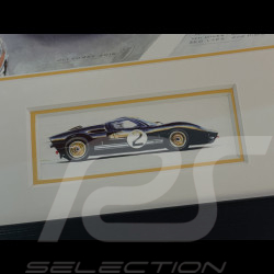 Ford Rahmen GT40 Mk.II Nr. 2 "Der Moment der Wahrheit" 24h Le Mans 1966 Schwarzer Holzrahmen mit Skizze 25 x 30 cm - Uli Ehret