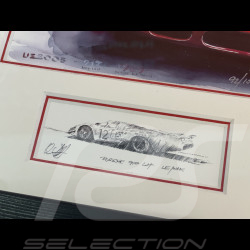 Porsche Frame 917 LH n° 12 24h Le Mans 1969 Black Wooden Frame with Sketch 25 x 30 cm - Uli Ehret